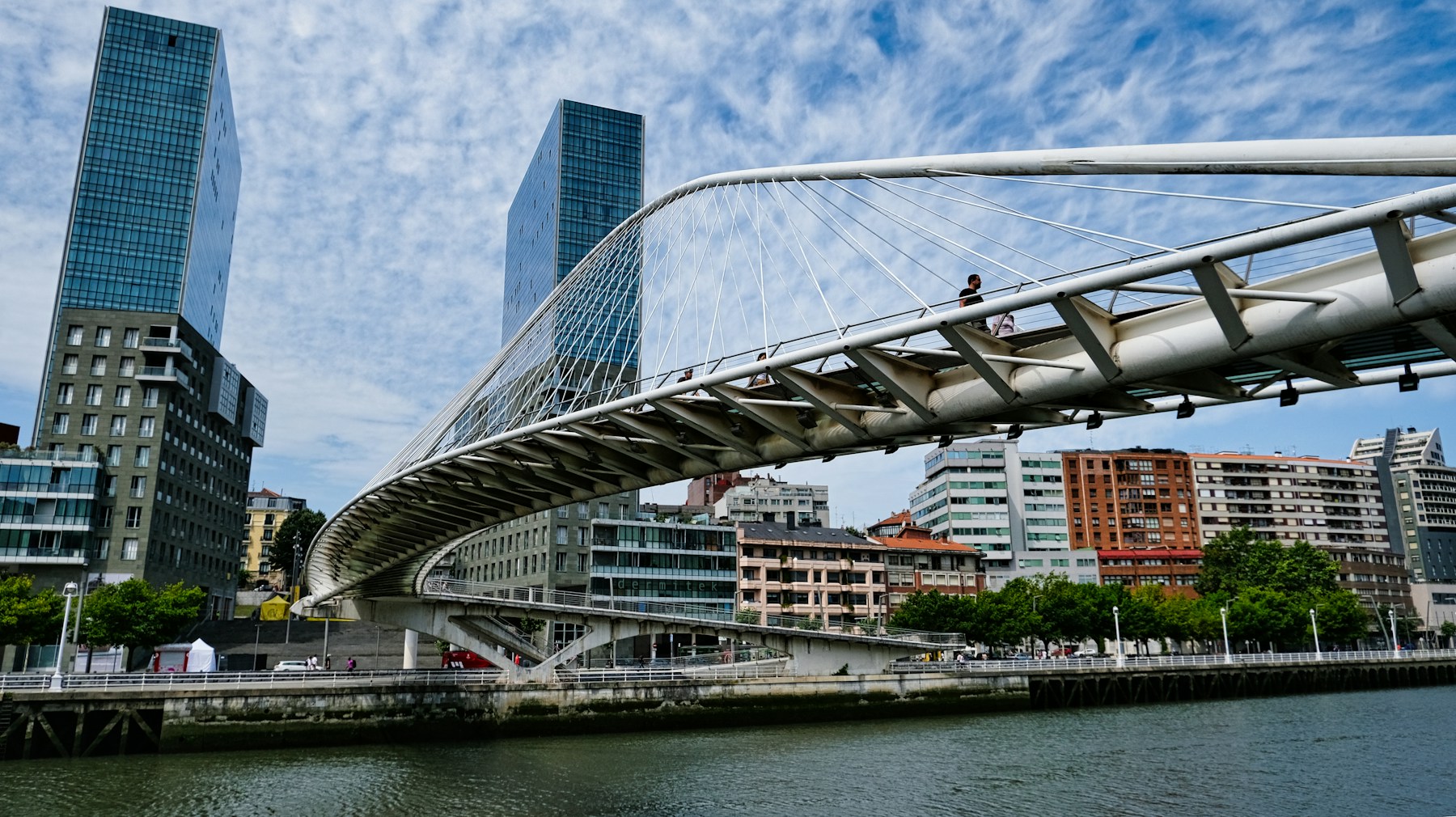 Modern architecture beside the Bilbao estuary