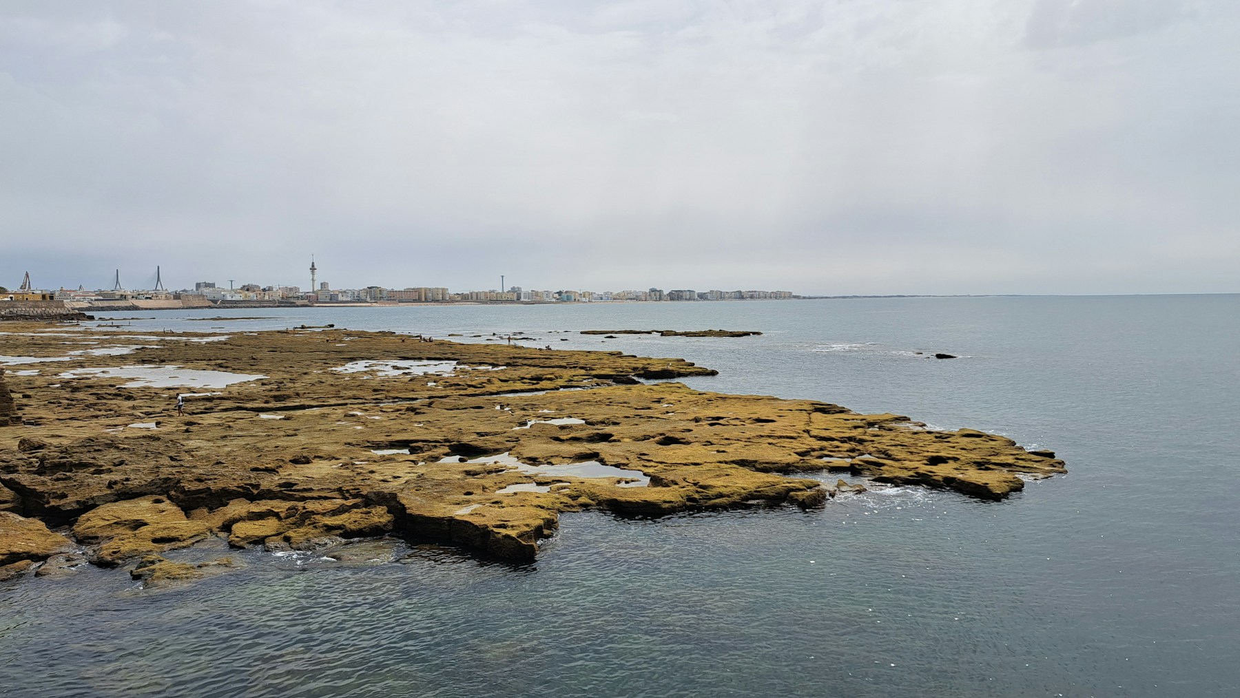 Aerial view of La Caleta and the Cadiz coastline
