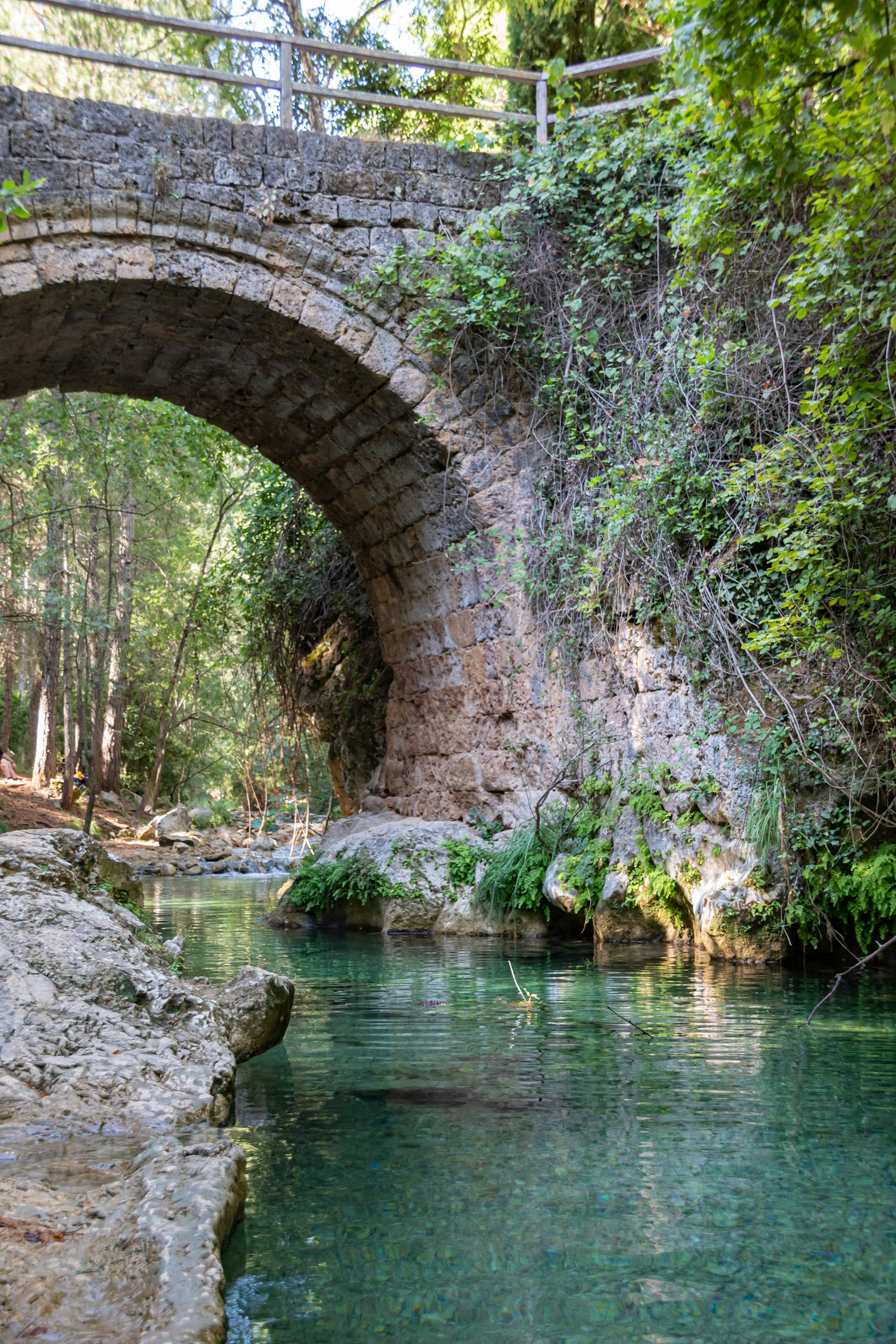 Puente de piedra y agua clara en la Sierra de Cazorla