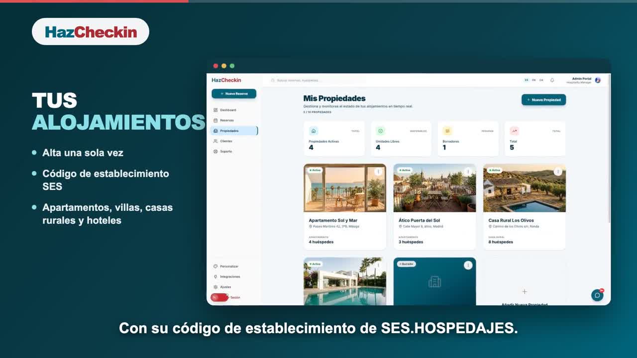 Vista della dashboard di HazCheckin utilizzata nella demo del prodotto